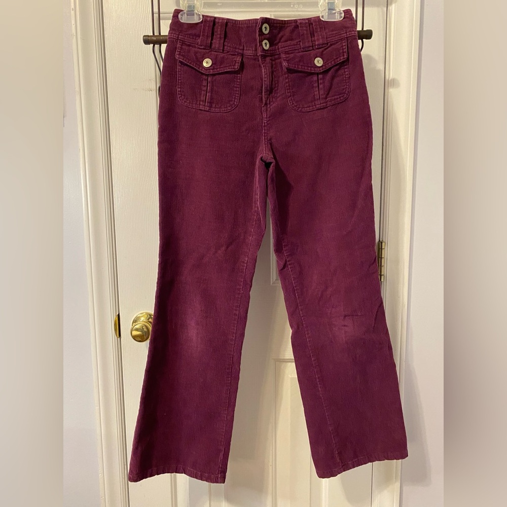 Retro style corduroys, brick red, flare, super cute